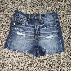 Buckle Black Fit No 35 Darkwash Distressed Jean Shorts Women's 27 Rawhem Stretch